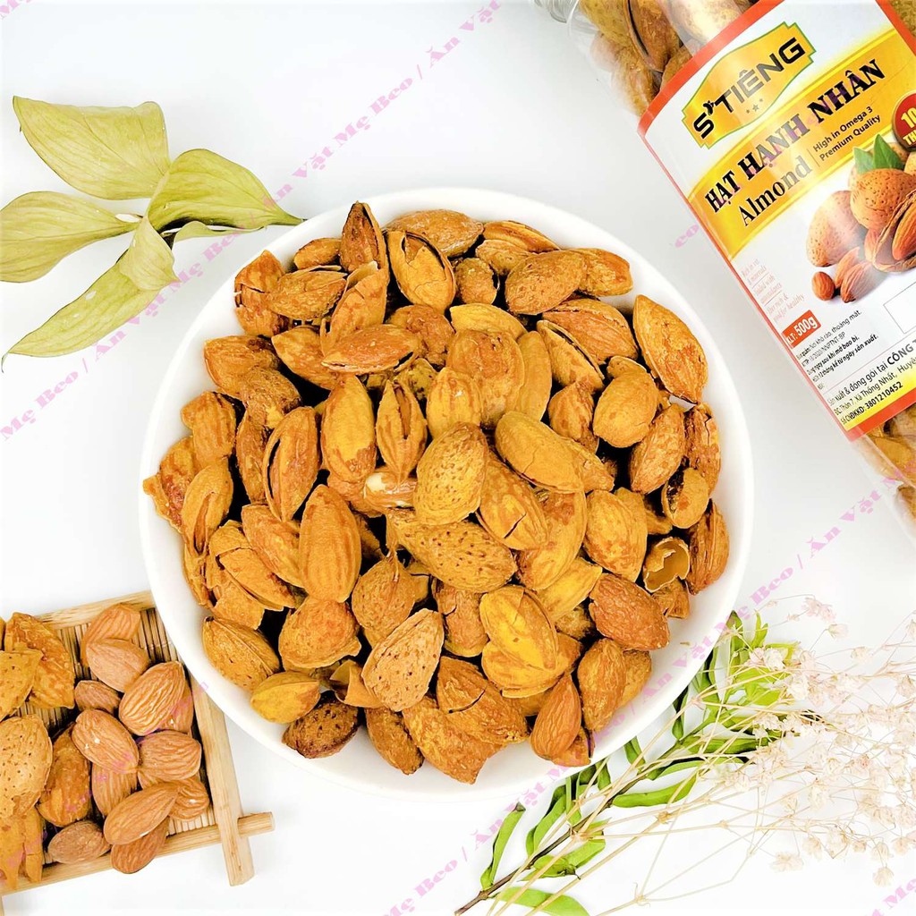 Hạt hạnh nhân Mỹ mõng vỏ rang bơ Hộp 500Gr