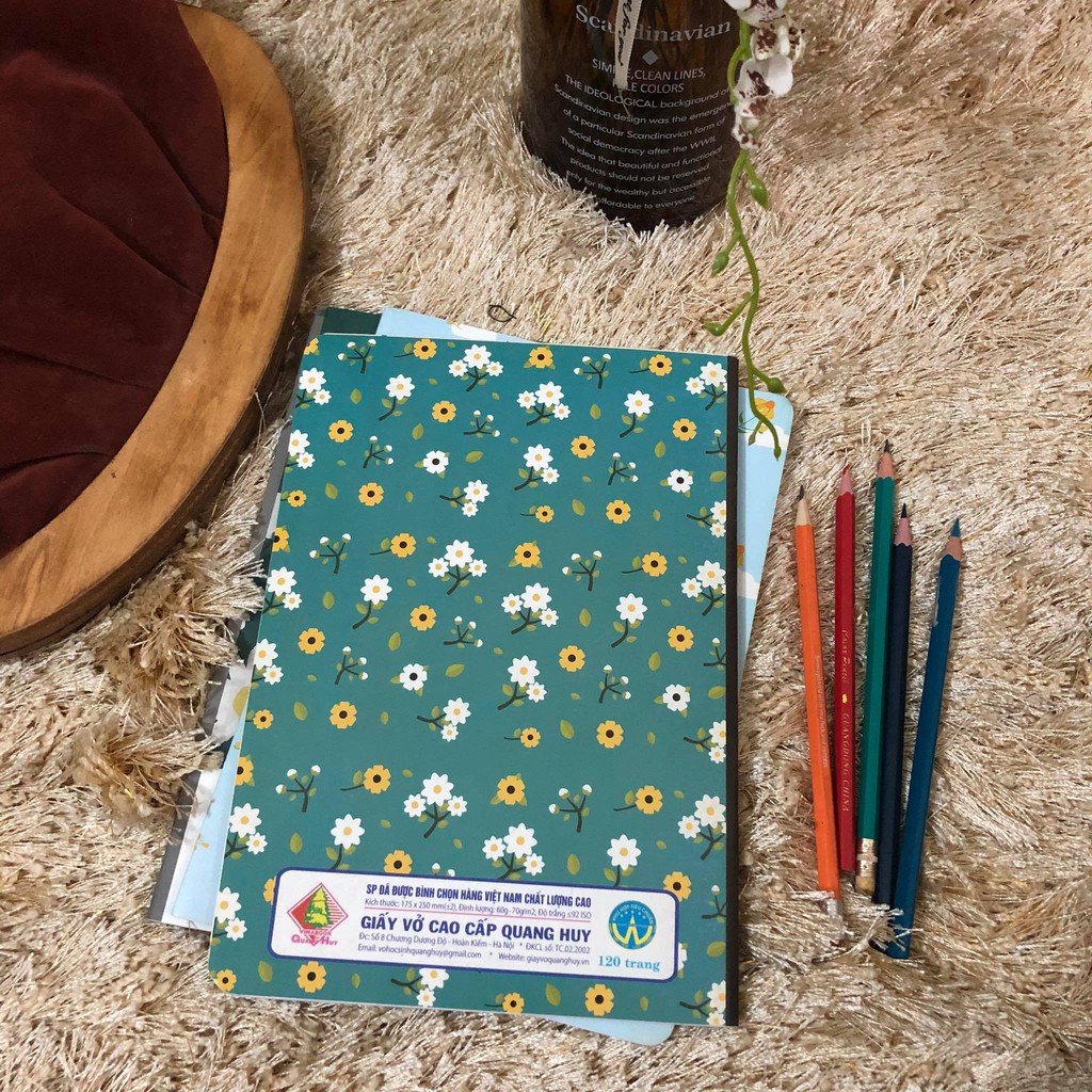 VỞ KẺ NGANG HOA CÚC FLORAL 120 TRANG, Tập vở học sinh Quang Huy, vở viết B5 dòng kẻ lined