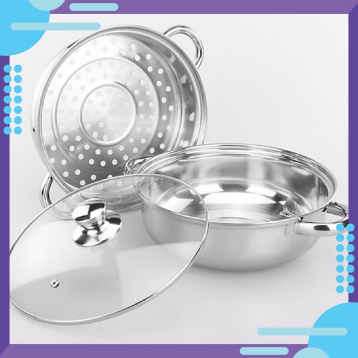 ( Hàng chính hãng ) Bộ Nồi Hấp 2 Tầng phi 28 vung kính