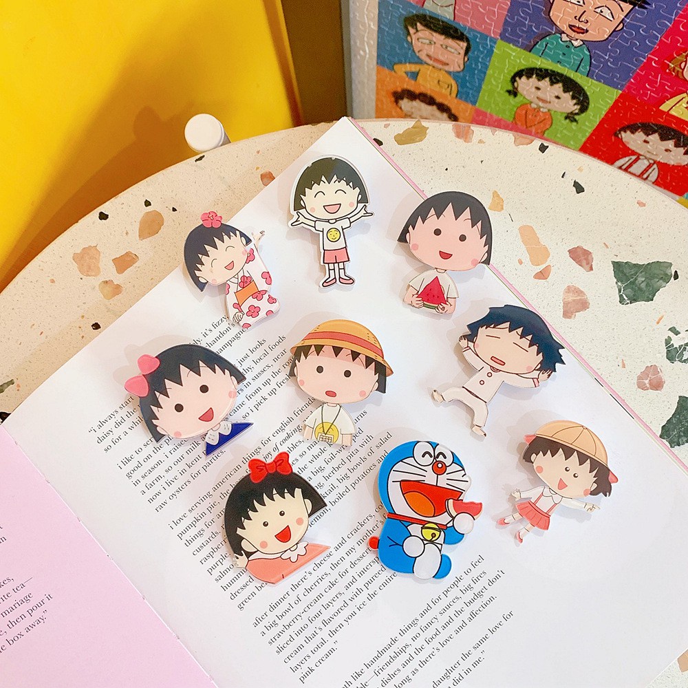 Huy Hiệu Ghim Cài Áo, Túi, Balo Nhựa Acrylic Nhiều Mẫu Hoạt Hình Nhật Bản Dễ Thương