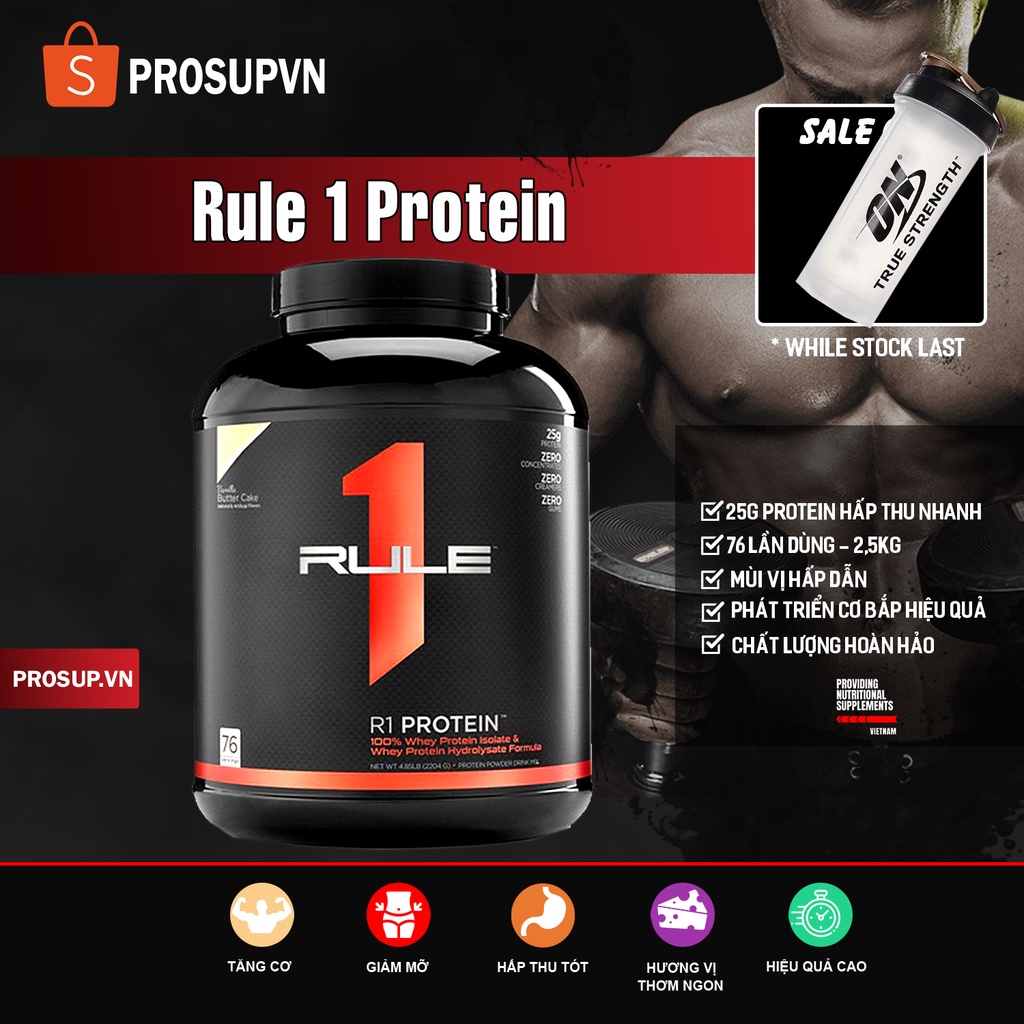 Sữa tăng cơ Rule 1 Protein 5lbs(2.27KG) - 76 Serving, bổ sung dinh dưỡng, hỗ trợ tăng cơ phát triển cơ bắp hiệu quả