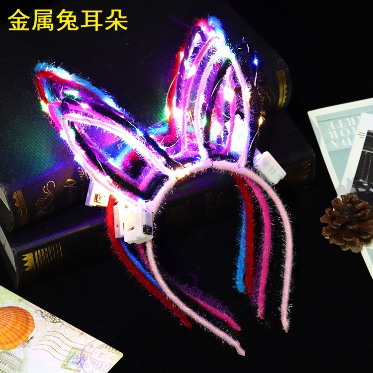 Băng Đô Tai Thỏ Có Đèn Led Phát Sáng Trong Đêm Cho Nữ