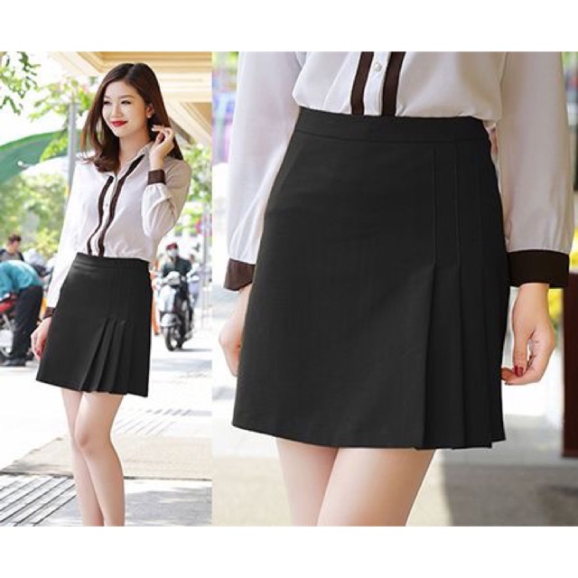 Chân váy xếp ly lệch ngắn 40-50cm