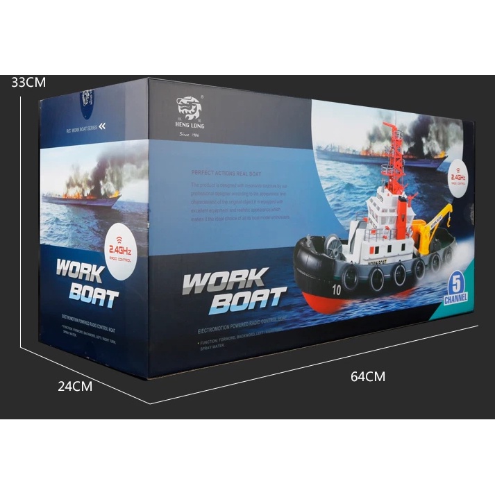 Mô hình tàu đầu kéo cứu hộ Heng Long 3810 điều khiển từ xa - Thuyền, cano cứu hộ 3810 phiên bản sóng 24MHz henglong3810