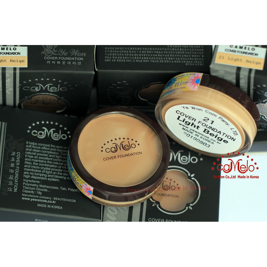 Kem nền che khuyết điểm Camelo Cover Foundation Hàn Quốc,che các khuyết  điểm,nên màu tự nhiên,mã DB00092