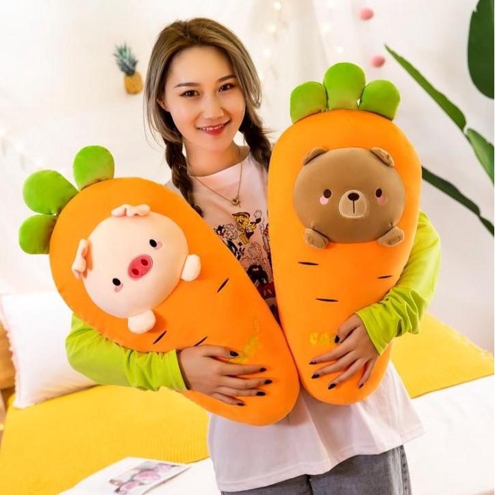 Gấu Bông Trái Cây Cà Rốt Hình Mặt Thú Cưng Size 45cm-30cm (3 Mẫu) [ Diabrand ]