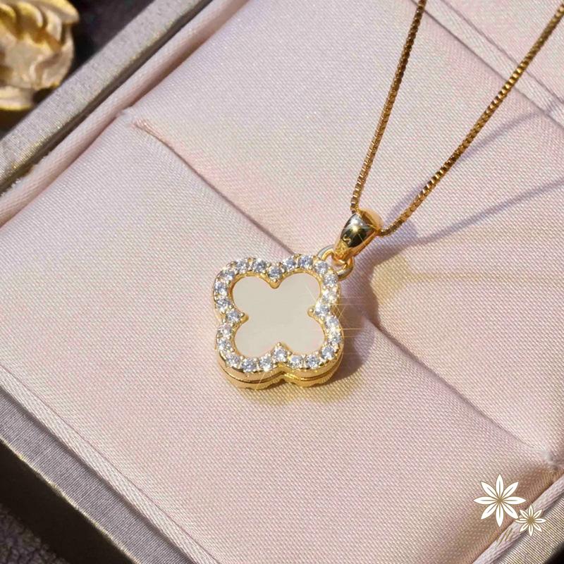 Vòng cổ Mặt Cỏ Bốn Lá Đính Đá 2022 Thời Trang