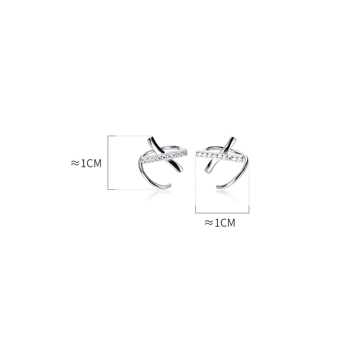 Bông tai bạc EVERMORE, khuyên tai chữ X xoắn kép bạc Ý 925 nguyên chất, phong cách minimalism ,hiện đại - H019