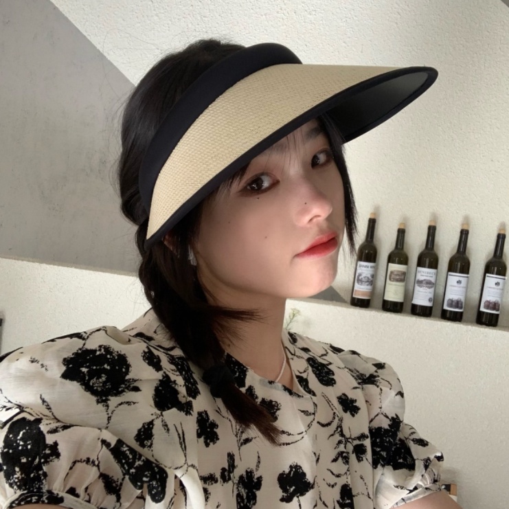 Mũ Cói Rộng Vành Hở Chóp Chống Tia Cực Tím/Nắng Thiết Kế Hở Chóp Thời Trang Mùa Hè Cho Nữ