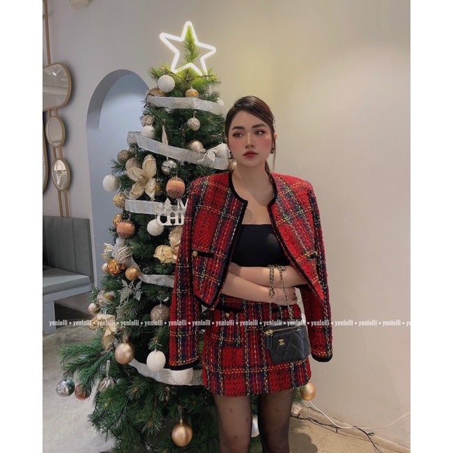 SET DẠ TWEED KẺ ĐỎ HÀNG THIẾT KẾ | BigBuy360 - bigbuy360.vn