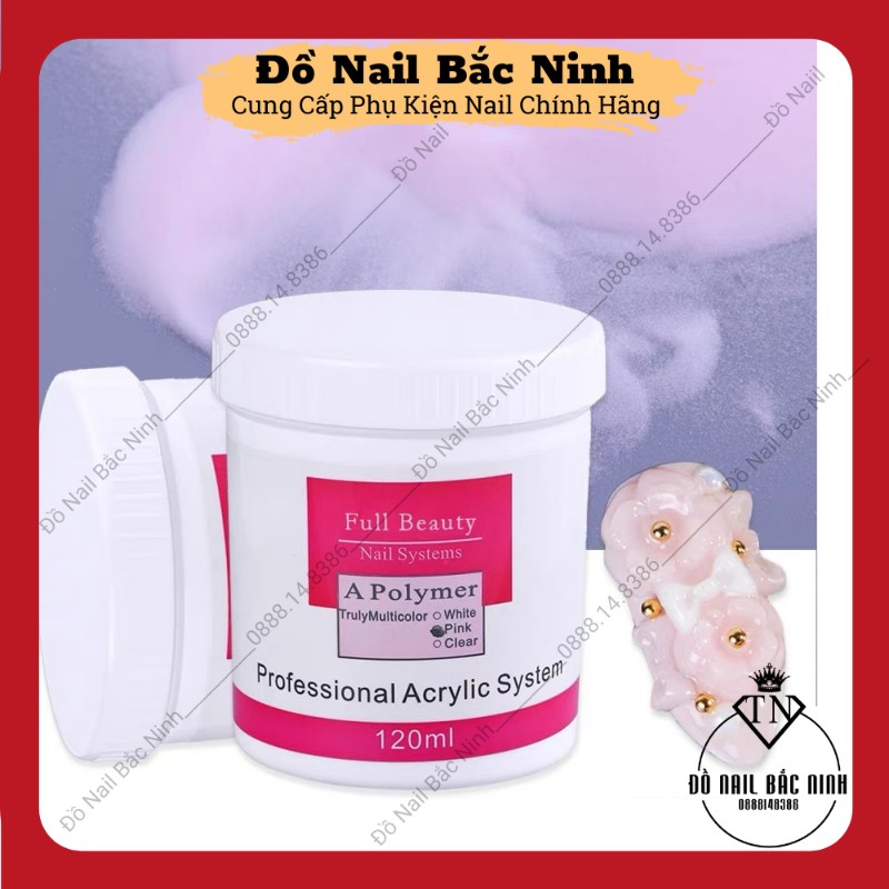 Bột Ez Flow Đắp Móng Làm Hoa Nail, Bột Dẻo Sẵn 3 Màu Pink, Clear, White Hũ 120ml