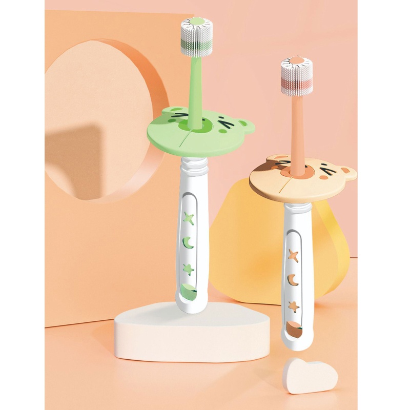 Bàn chải đánh răng silicon mềm xoay 360 độ an toàn cho bé