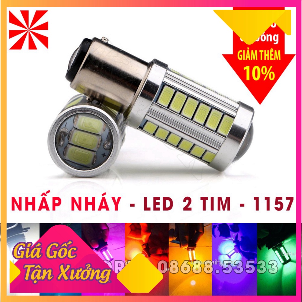 🥇 01 bóng đèn phanh, stop NHẤP NHÁY F1 - LED 18W thấu kính chuẩn 1157 🥇 (Ảnh Sp thật)