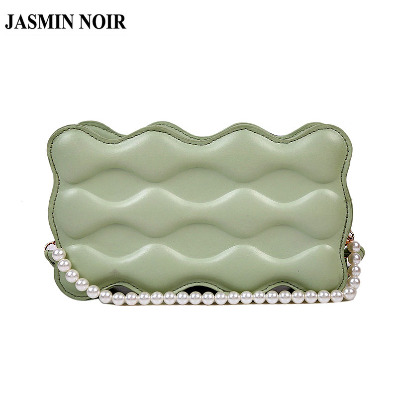Túi da PU JASMIN NOIR kiểu vuông nhỏ phối ngọc trai thời trang chất lượng cao cho nữ