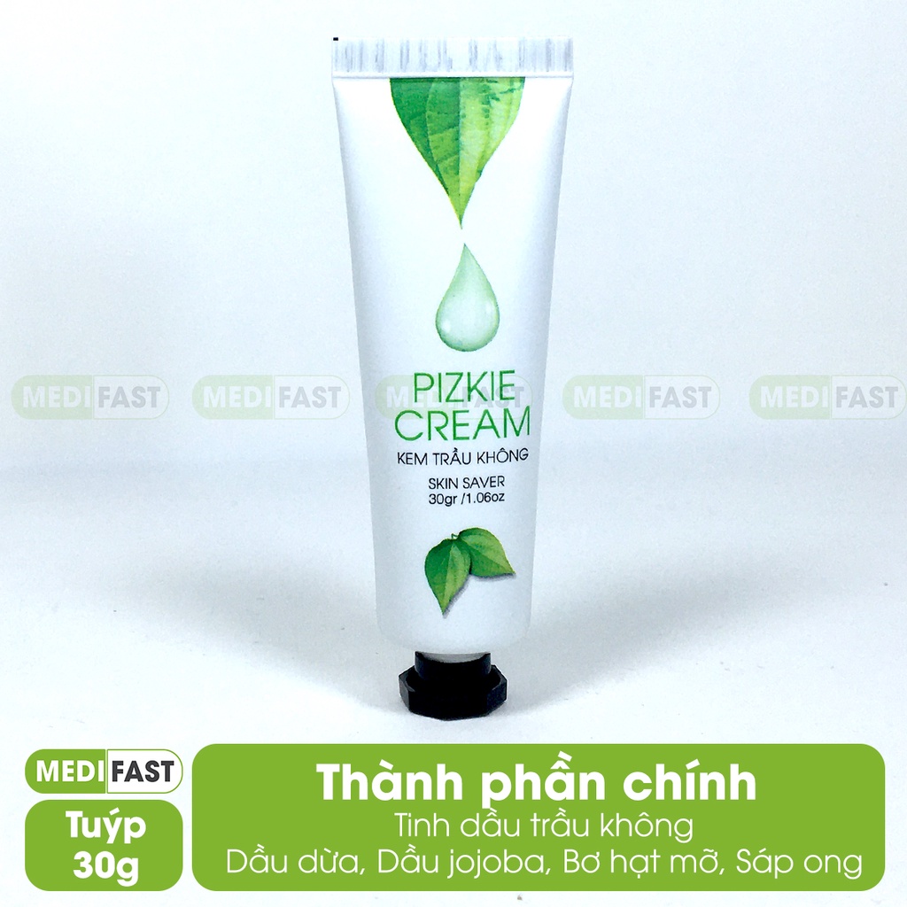 Kem trầu không Pizkie Cream - Làm mềm da, dịu da, rôm sảy, côn trùng, muỗi đốt - an toàn cho bé và gia đình - Tuýp 30g