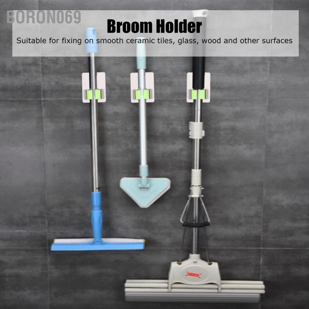 Boron069 Mop Holder Wall Mounted Modern Simple Design Multifunctional Green Rack Bathroom Supplies