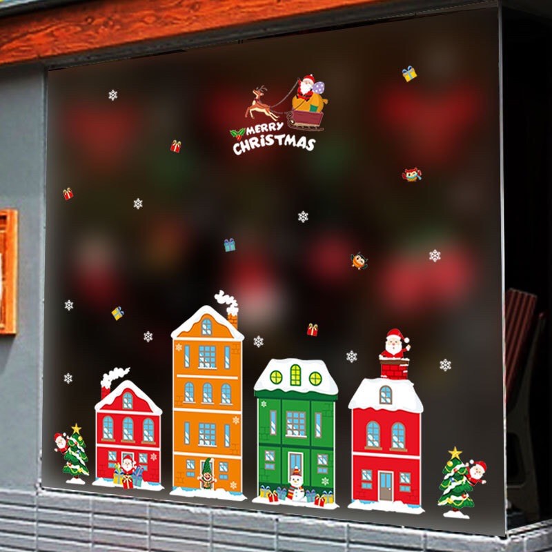 Decal trang trí Noel - Thành Phố lớn sắc màu đón giáng sinh