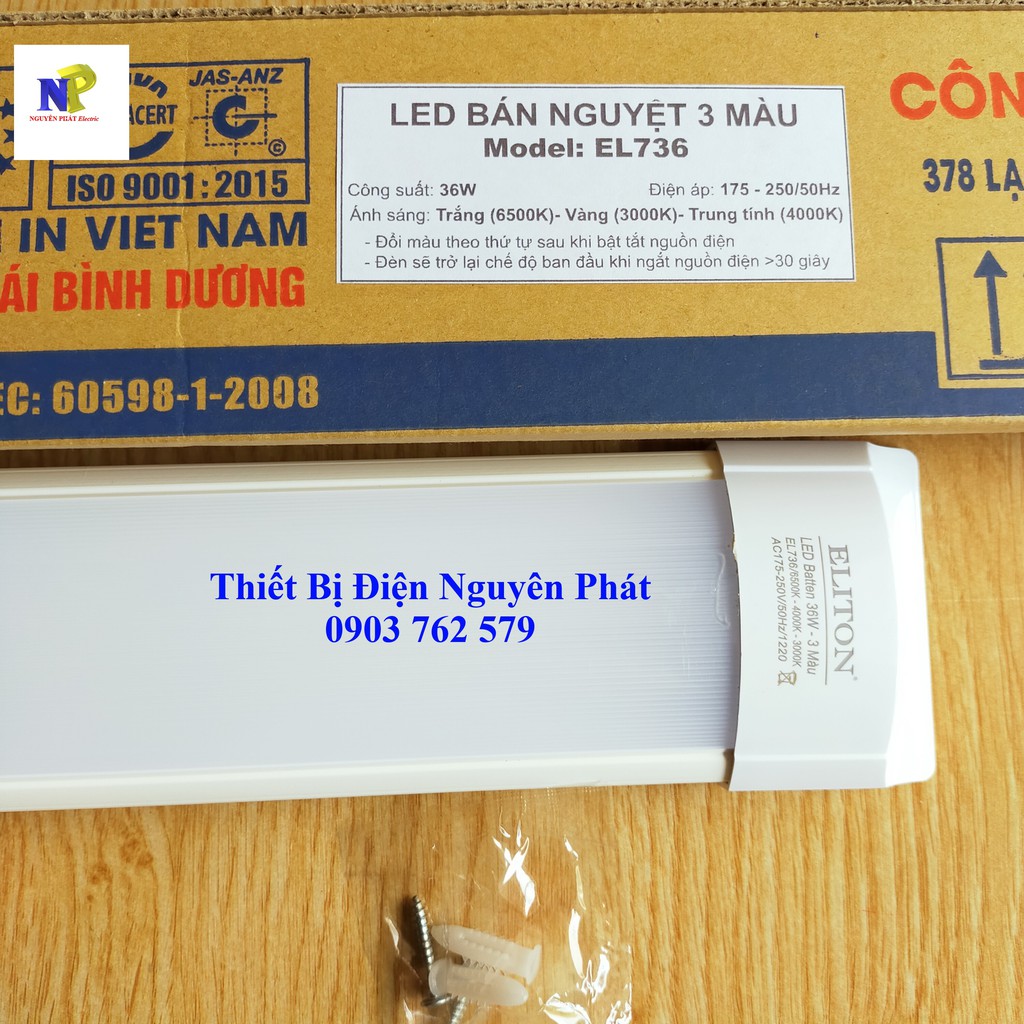 [ELITON] Tuýp LED Bán Nguyệt 1.2m 36w Đổi Màu (Trắng/Vàng/Trung Tính) - Hàng Cao Cấp