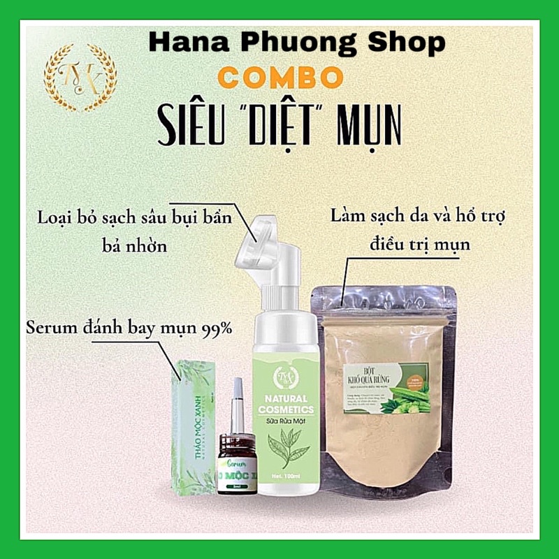 [Big Sale] Combo Diệt Mụn 3 sản phẩm Thảo Mộc Xanh + Bột Khổ Qua