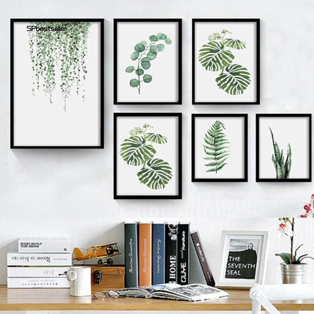 Tranh vải bố hình lá cây xanh phong cách hiện đại