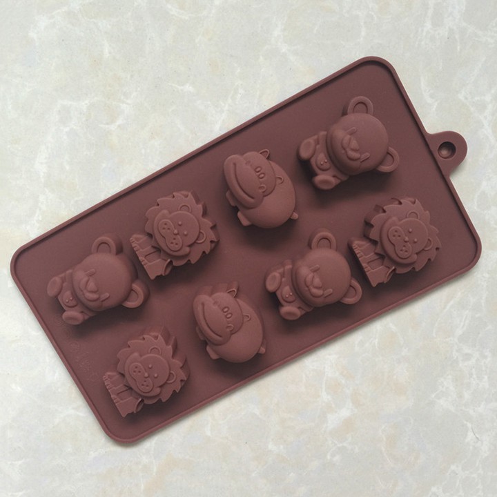 HCM - Khuôn silicon đổ socola kẹo dẻo bánh quy hình sư tử hà mã gấu