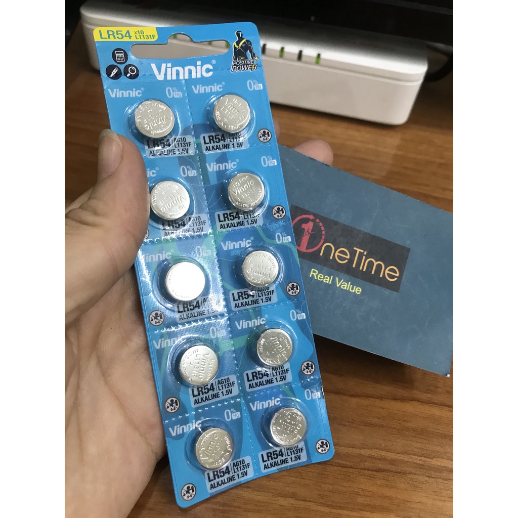 Vỉ pin VINNIC AG10 SG10 G10-A SR54 LR54 189 387 389 390 LR1130 SR1130 LR1131 SR1131 1138SO 1.55V chính hãng