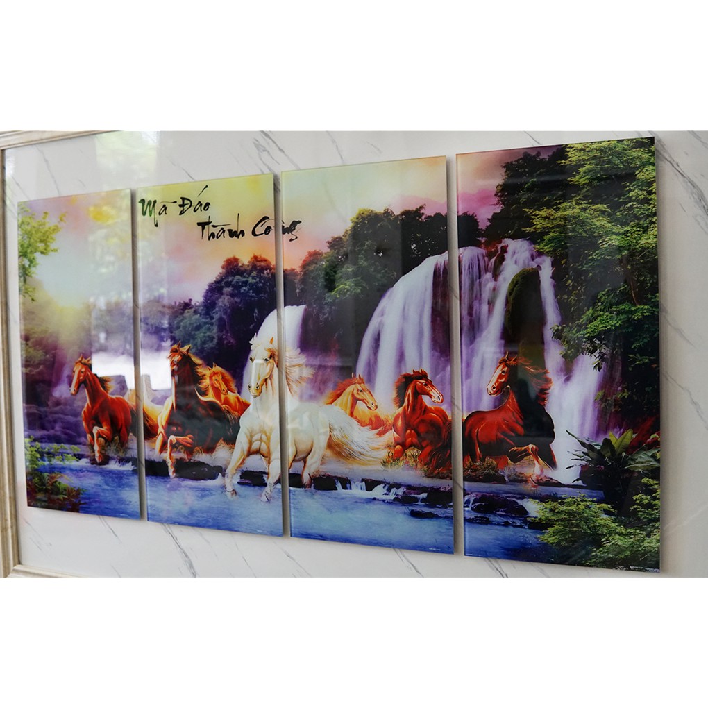 Bộ tranh kính cường lực cực đẹp ghép 4 tấm 40 x 80cm