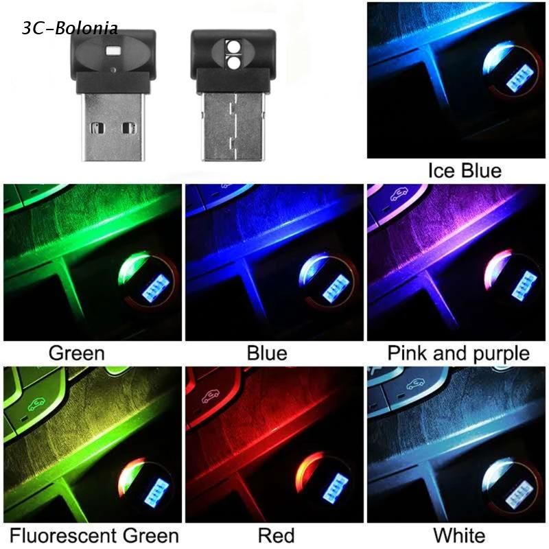 Đèn LED USB mini 7 màu trang trí nội thất xe hơi
