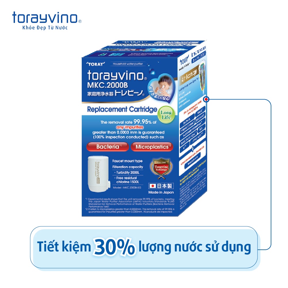 Torayvino - Bộ lọc thay thế MKC.2000B uống trực tiếp, dung tích lọc cực lớn 2000 lít [Torayvino]