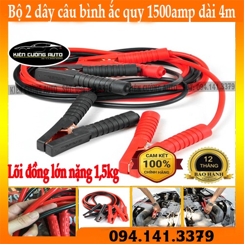 Bộ 2 dây câu bình ắc quy 1500amp dài 4m lõi đồng lớn nặng 1.5kg xe hơi ô tô hết điện