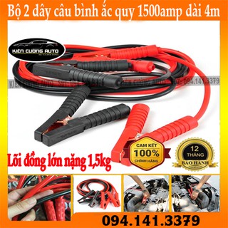 Bộ 2 dây câu bình ắc quy 1500amp dài 4m lõi đồng lớn nặng 1.5kg xe hơi ô tô hết điện