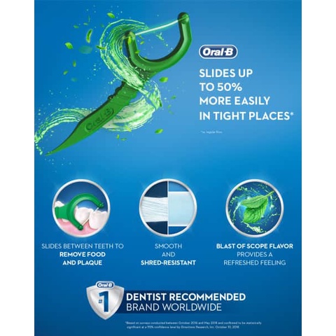 Tăm chỉ nha khoa Oral-B Complete Glide Plus Scope Outlast Floss 300 chiếc tăm - EDS Hàng Mỹ