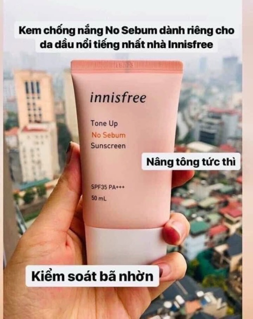 Kem chống nắng kiềm dầu Innisfree Hàn Quốc 50ml (bản mới của No Sebum)