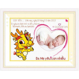 Tranh Thêu Chữ Thập 12 Con Giáp Thìn 222704 (KHÁCH TỰ THÊU) KT:52X38CM