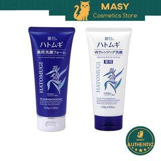 Sữa Rửa Mặt Hatomugi The Medicated Facial Foam & The W Cleansing Foam Ý Dĩ Ngừa Mụn, Làm Sáng Da 130g