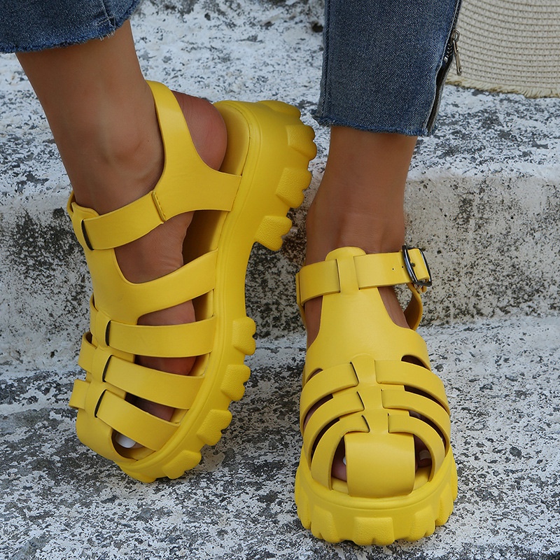 Sandal Đế Dày Tăng Chiều Cao Hở Ngón Quai Chéo Phong Cách Mới Mùa Hè 2022 Có Size Lớn Cho Nữ