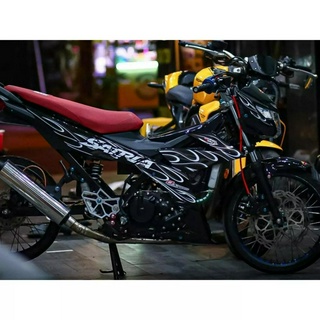 Tem rời satria raider dán xe đen mẫu lửa