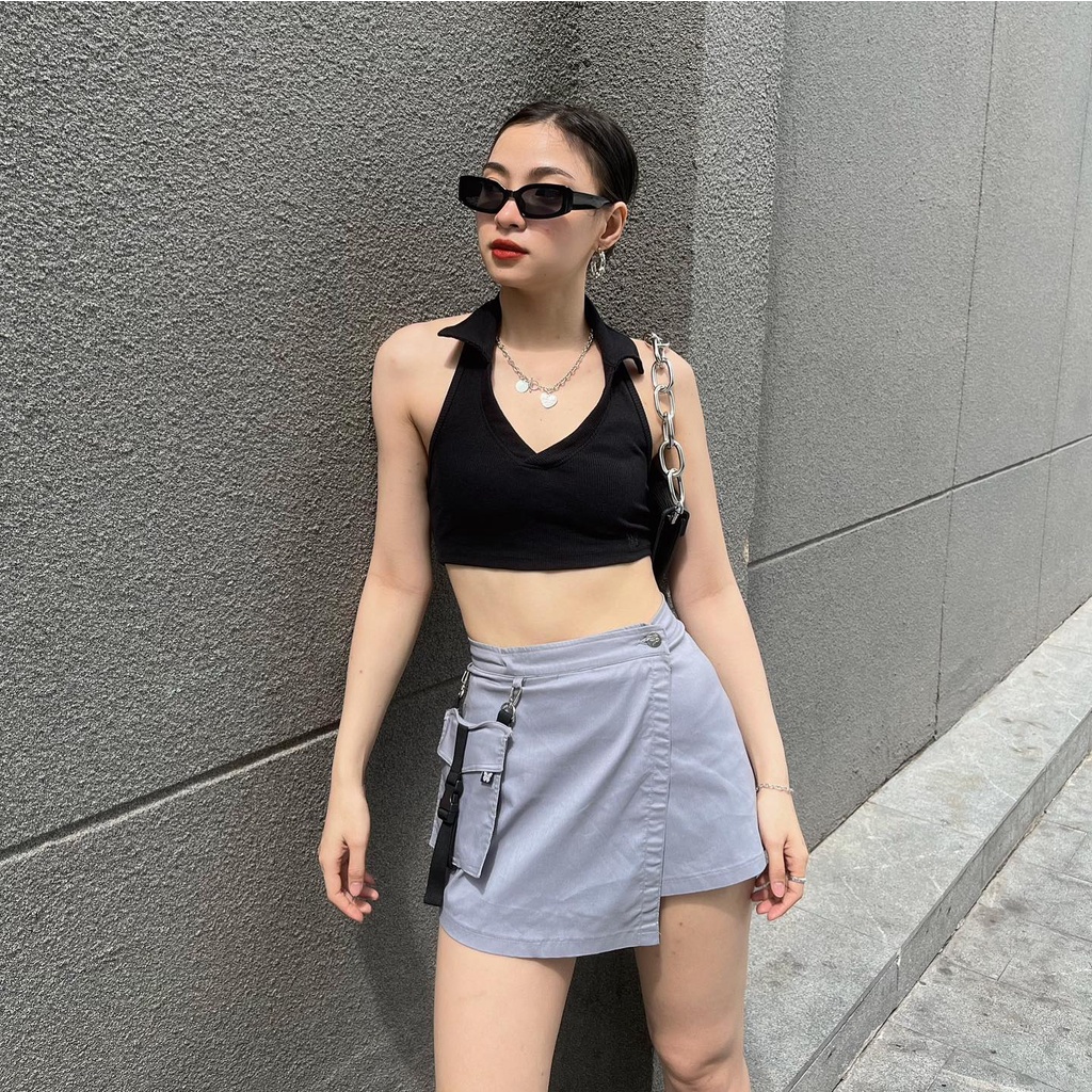 Chân Váy Ngắn Chữ A Túi Hộp Kaki UTILITY WRAP SKIRT - RORA