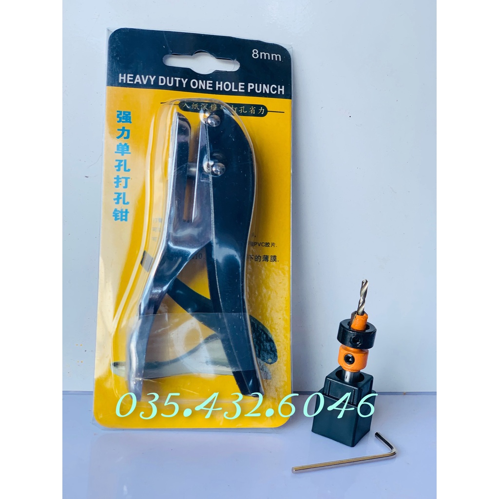 BỘ KÌM BẤM NẸP CHE LỖ VÍT , LỖ CAM + TẶNG MŨI KHOAN MỒI CÓ CỮ CHẶN