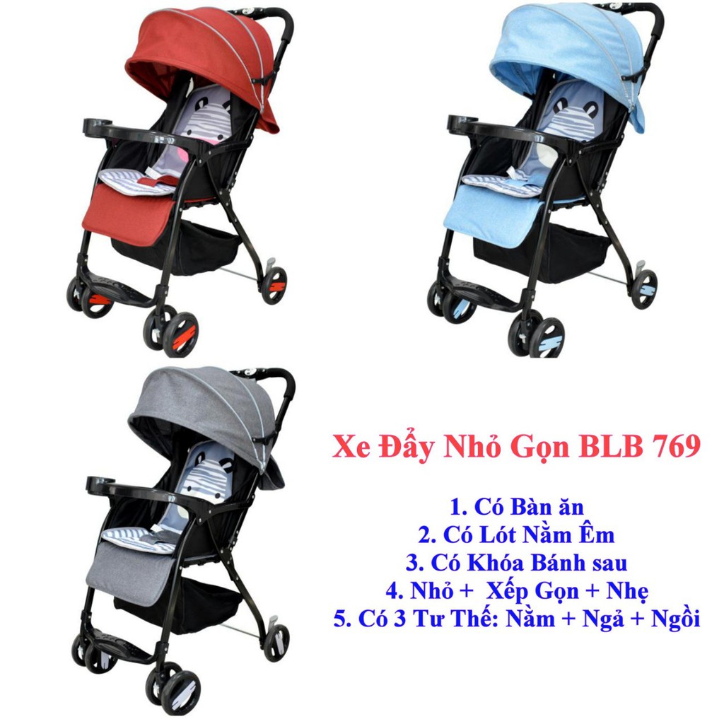 Xe đẩy trẻ em1 chiều 3 tư thế siêu nhẹ BLB 769 tặng đệm xe