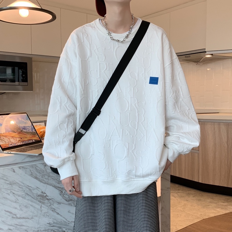 Áo Sweater Cổ Polo Dáng Rộng Phong Cách Thời Trang Hàn Quốc Cho Nam Giới bigsize simple unisex áo dài tay top