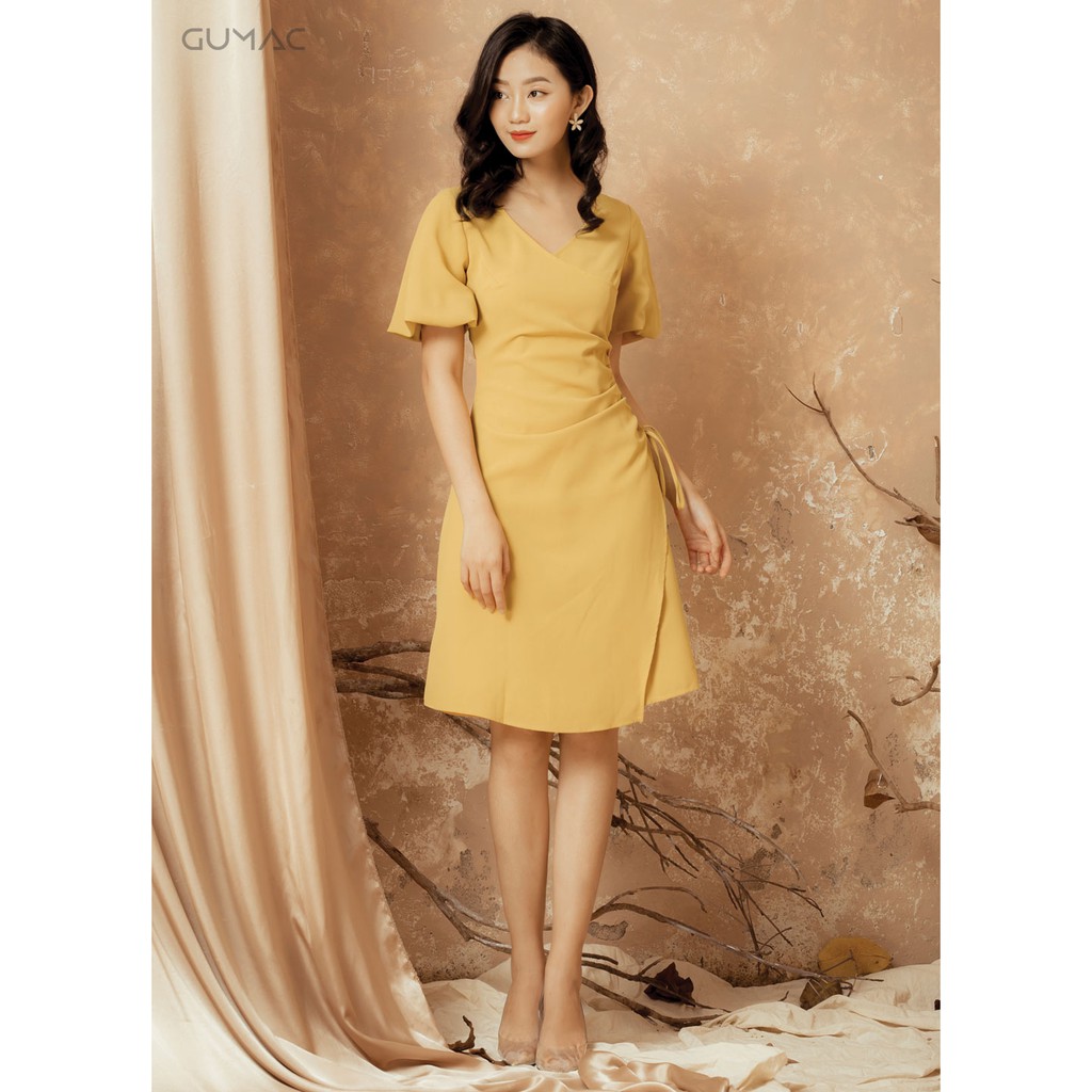 [Mã WASGIFT giảm 35K đơn 350K] Đầm nữ rút eo tay loe GUMAC MS12912_VANG | BigBuy360 - bigbuy360.vn