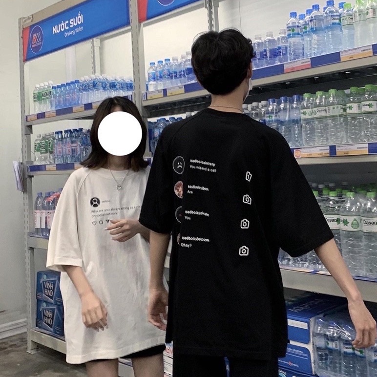 Áo thun tay lỡ Sadboiz Network in trước sau BIGOMALL - Áo phông nam nữ unisex Freesize Form Rộng 65kg