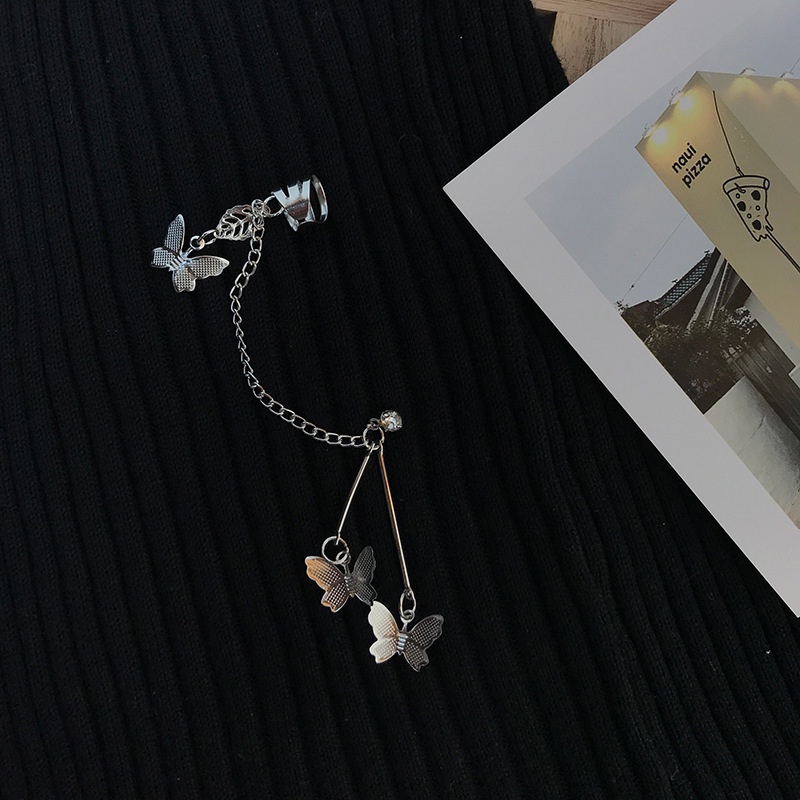 Bông Tai Dáng Dài Hình Bướm Phối Tua Rua Phong Cách Punk Thời Trang Đường Phố Cho Nữ