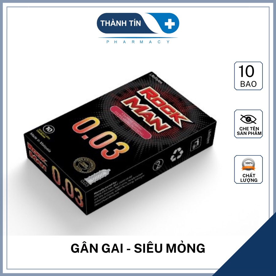 Bao Cao Su RockMan Gân Gai Siêu Mỏng 0.03mm Siêu Kích Thích Nhiều Gel Bôi Trơn