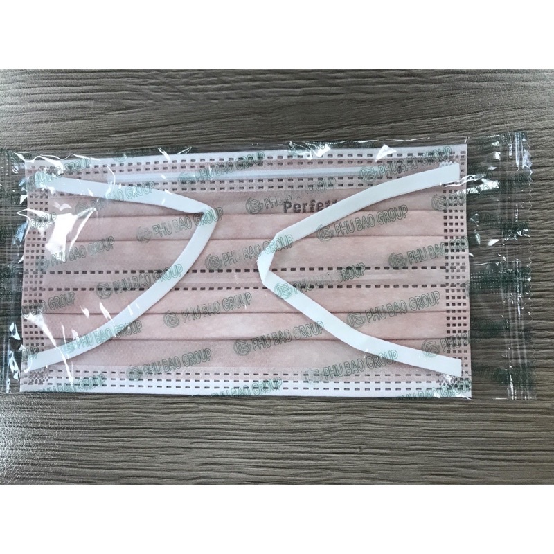Khẩu trang y tế 3 lớp Perfetta Premium cao cấp màu Hồng nhạt đóng gói riêng từng cái