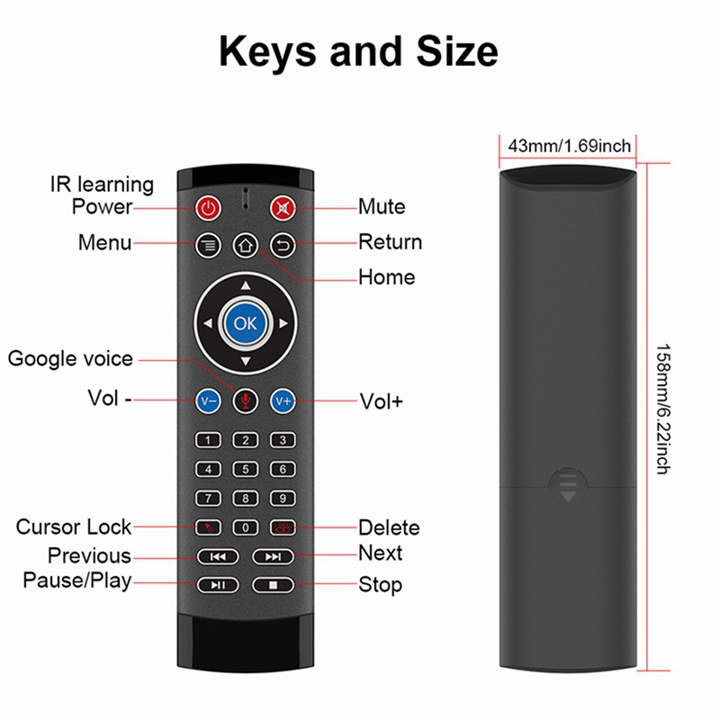 Chuột Bay T1 Điều Khiển Bằng Giọng Nói 2.4g Có Mic Cho Android Tv Box H96 X96 Max Plus X1 X3