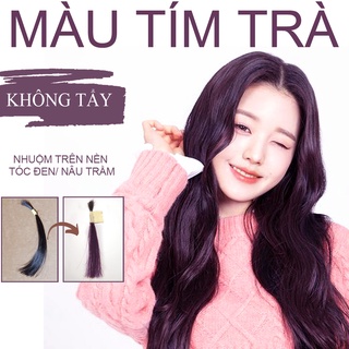 Thuốc Nhuộm Tóc Thảo Dược Màu Tím Trà Nhuộm Từ Nền Tóc Đen - Không Cần Tẩy - Tặng Oxy