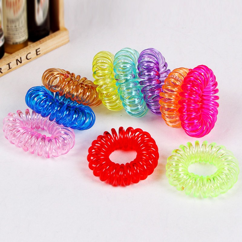 Bộ 10 dây buộc tóc hình lò xo co giãn tốt trong suốt