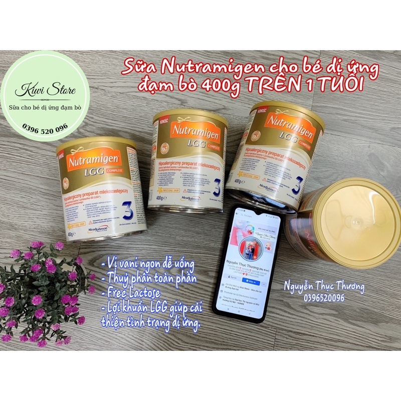 Sữa Nutramigen thuỷ phân toàn phần cho bé dị ứng đạm bò 400g hương Vani ngon ngọt